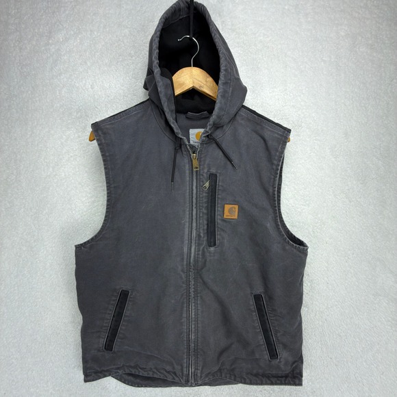 Carhartt Other - Carhartt Knoxville Hooded Vest Fleece Lined Mens Medium 101687 029 Shadow Gray